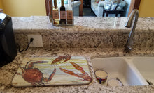 Load image into Gallery viewer, Crab, Shrimp, Oyster Yellow Sky Dish Drying Mat – Absorbent, Artistic Kitchen Essentials SC2023DDM