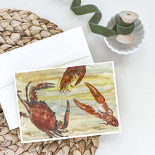 Load image into Gallery viewer, Crab, Shrimp, Oyster Yellow Sky Greeting Cards -  Blank Note Cards – 8-Pack of Artist-Designed Cards with Envelopes