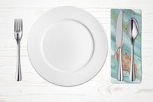 Load image into Gallery viewer, Brown Pelican on Blue Cloth Napkin, Fabric Table Napkin, Reusable, printed in the USA SC2050NAP