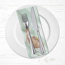 Load image into Gallery viewer, Brown Pelican on Sage Green Cloth Napkin, Fabric Table Napkin, Reusable, printed in the USA SC2063NAP