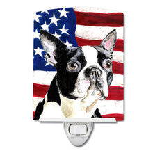 Load image into Gallery viewer, USA American Flag with Boston Terrier Ceramic Night Light SC9001CNL