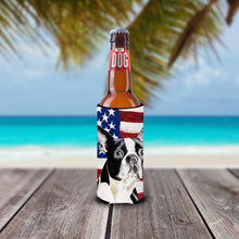 Load image into Gallery viewer, USA American Flag with Boston Terrier Slim Can Hugger – Fun &amp; Functional Drink Coolers SC9001MUK