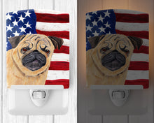 Load image into Gallery viewer, USA American Flag with Pug Ceramic Night Light SC9006CNL