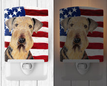 Load image into Gallery viewer, USA American Flag with Airedale Ceramic Night Light SC9007CNL