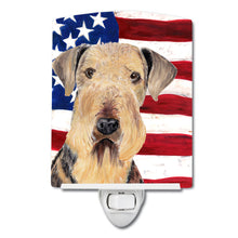 Load image into Gallery viewer, USA American Flag with Airedale Ceramic Night Light SC9007CNL
