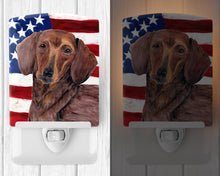 Load image into Gallery viewer, USA American Flag with Dachshund Ceramic Night Light SC9010CNL
