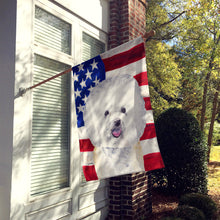 Load image into Gallery viewer, USA American Flag with Bichon Frise Flag Canvas House Size
