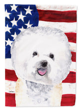 Load image into Gallery viewer, USA American Flag with Bichon Frise Flag Canvas House Size