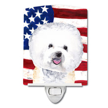 Load image into Gallery viewer, USA American Flag with Bichon Frise Ceramic Night Light SC9014CNL