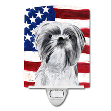 Load image into Gallery viewer, USA American Flag with Shih Tzu Ceramic Night Light SC9015CNL