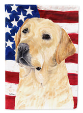 Load image into Gallery viewer, USA American Flag with Labrador Flag Canvas House Size