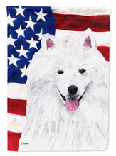 Load image into Gallery viewer, USA American Flag with American Eskimo Flag Canvas House Size
