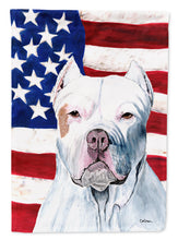 Load image into Gallery viewer, USA American Flag with Pit Bull Flag Canvas House Size