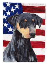Load image into Gallery viewer, USA American Flag with Doberman Flag Canvas House Size
