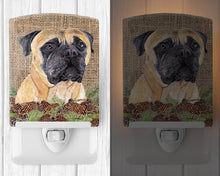 Load image into Gallery viewer, Mastiff Faux Burlap and Pine cones Ceramic Night Light SC9037CNL