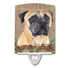 Load image into Gallery viewer, Mastiff Faux Burlap and Pine cones Ceramic Night Light SC9037CNL