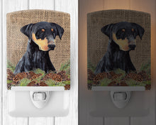 Load image into Gallery viewer, Doberman Faux Burlap and Pine cones Ceramic Night Light SC9038CNL