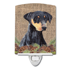 Load image into Gallery viewer, Doberman Faux Burlap and Pine cones Ceramic Night Light SC9038CNL