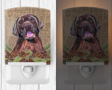Load image into Gallery viewer, Labrador Faux Burlap and Pine cones Ceramic Night Light SC9039CNL