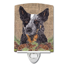 Load image into Gallery viewer, Australian Cattle Dog Faux Burlap and Pine cones Ceramic Night Light SC9050CNL