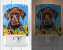 Load image into Gallery viewer, German Shorthaired Pointer in Summer Flowers Ceramic Night Light SC9053CNL