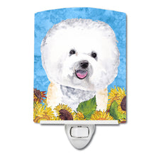 Load image into Gallery viewer, Bichon Frise in Summer Flowers Ceramic Night Light SC9059CNL