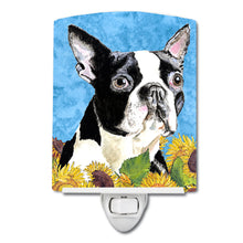Load image into Gallery viewer, Boston Terrier in Summer Flowers Ceramic Night Light SC9063CNL