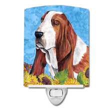 Load image into Gallery viewer, Basset Hound in Summer Flowers Ceramic Night Light SC9066CNL