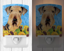 Load image into Gallery viewer, Airedale in Summer Flowers Ceramic Night Light SC9069CNL