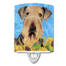 Load image into Gallery viewer, Airedale in Summer Flowers Ceramic Night Light SC9069CNL