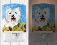 Load image into Gallery viewer, Westie in Summer Flowers Ceramic Night Light SC9070CNL