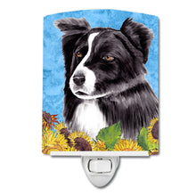 Load image into Gallery viewer, Border Collie in Summer Flowers Ceramic Night Light SC9071CNL