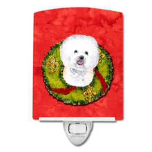 Load image into Gallery viewer, Bichon Frise Christmas Wreath Ceramic Night Light SC9093CNL