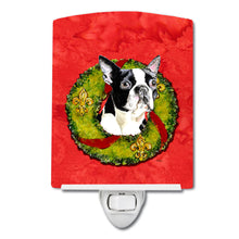 Load image into Gallery viewer, Boston Terrier Christmas Wreath Ceramic Night Light SC9097CNL