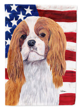 Load image into Gallery viewer, USA American Flag with Cavalier Spaniel Flag Canvas House Size