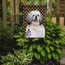 Load image into Gallery viewer, Shih Tzu Candy Corn Halloween Portrait Garden Flag – Decorative Outdoor Yard Flag