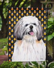 Load image into Gallery viewer, Shih Tzu Candy Corn Halloween Portrait Garden Flag – Decorative Outdoor Yard Flag