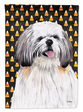 Load image into Gallery viewer, Shih Tzu Candy Corn Halloween Portrait Garden Flag – Decorative Outdoor Yard Flag