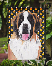 Load image into Gallery viewer, Saint Bernard Candy Corn Halloween Portrait Garden Flag – Decorative Outdoor Yard Flag