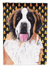 Load image into Gallery viewer, Saint Bernard Candy Corn Halloween Portrait Garden Flag – Decorative Outdoor Yard Flag