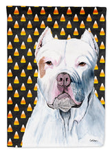 Load image into Gallery viewer, Pit Bull Candy Corn Halloween Portrait Flag Canvas House Size