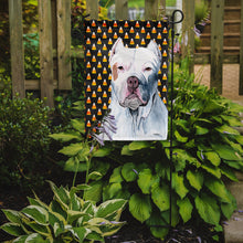Load image into Gallery viewer, Pit Bull Candy Corn Halloween Portrait Garden Flag – Decorative Outdoor Yard Flag