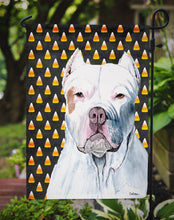Load image into Gallery viewer, Pit Bull Candy Corn Halloween Portrait Garden Flag – Decorative Outdoor Yard Flag