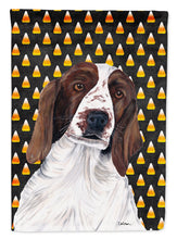 Load image into Gallery viewer, Welsh Springer Spaniel Candy Corn Halloween Portrait Garden Flag – Decorative Outdoor Yard Flag