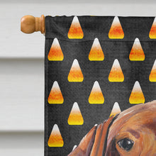 Load image into Gallery viewer, Vizsla Candy Corn Halloween Portrait Flag Canvas House Size