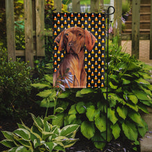 Load image into Gallery viewer, Vizsla Candy Corn Halloween Portrait Garden Flag – Decorative Outdoor Yard Flag
