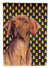 Load image into Gallery viewer, Vizsla Candy Corn Halloween Portrait Garden Flag – Decorative Outdoor Yard Flag