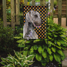 Load image into Gallery viewer, Weimaraner Candy Corn Halloween Portrait Garden Flag – Decorative Outdoor Yard Flag