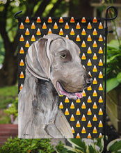 Load image into Gallery viewer, Weimaraner Candy Corn Halloween Portrait Garden Flag – Decorative Outdoor Yard Flag