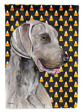 Load image into Gallery viewer, Weimaraner Candy Corn Halloween Portrait Garden Flag – Decorative Outdoor Yard Flag